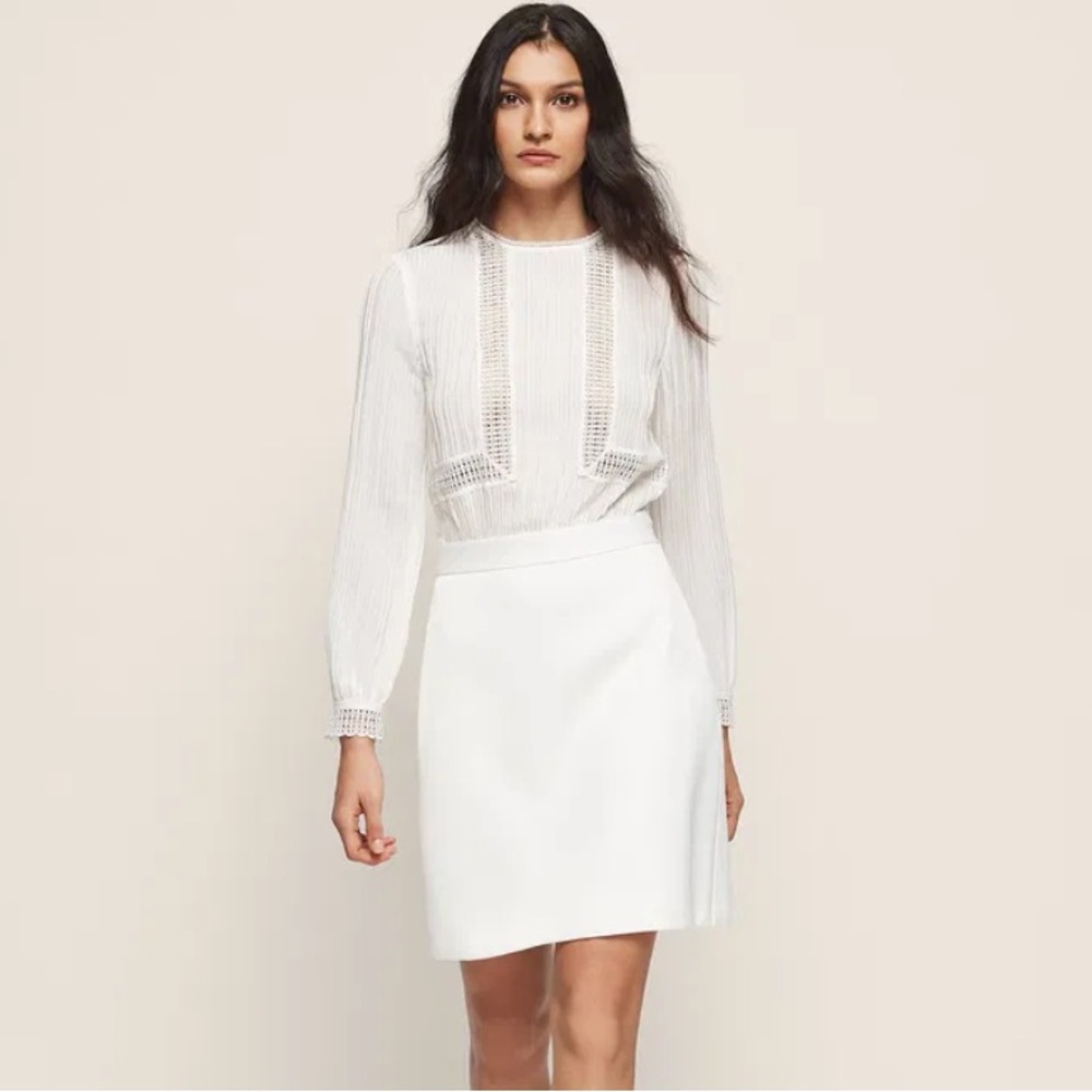 REISS Bruna Lace-Detail Dress White Size 6